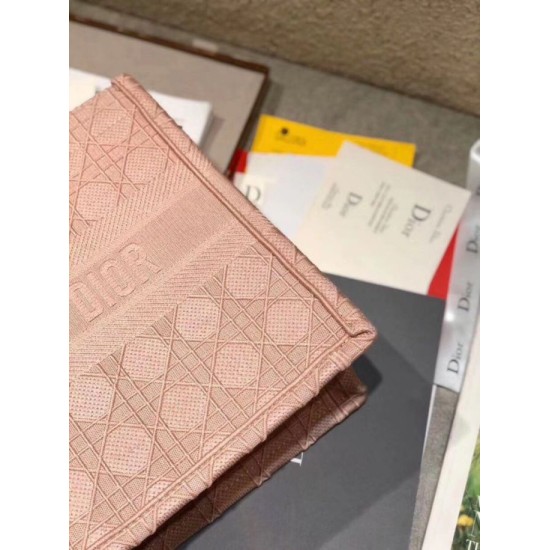 Replica Borsa tote per libri piccola Christian Dior Cannage ricamo rosa