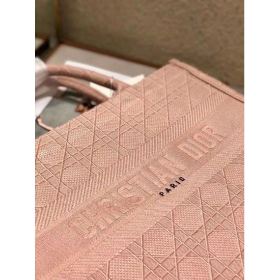 Replica Borsa tote per libri piccola Christian Dior Cannage ricamo rosa