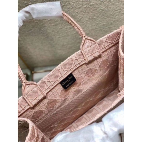 Replica Borsa tote per libri piccola Christian Dior Cannage ricamo rosa