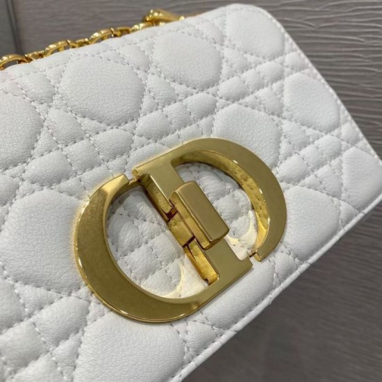 Replica Borsa Caro piccola Christian Dior in pelle di vitello Cannage bianca