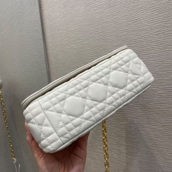Replica Borsa Caro piccola Christian Dior in pelle di vitello Cannage bianca