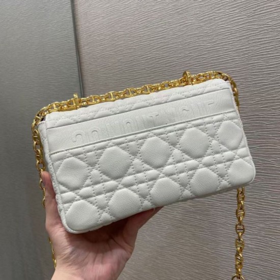 Replica Borsa Caro piccola Christian Dior in pelle di vitello Cannage bianca