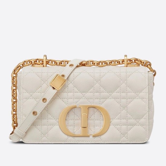 Replica Borsa Caro piccola Christian Dior in pelle di vitello Cannage bianca