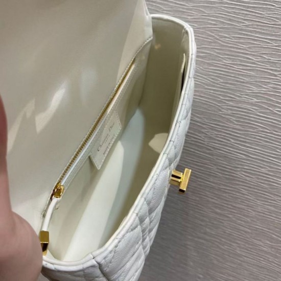Replica Borsa Caro piccola Christian Dior in pelle di vitello Cannage bianca