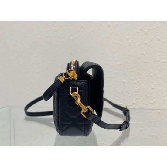 Replica Christian Dior Caro Pouch Cannage pelle di vitello nera