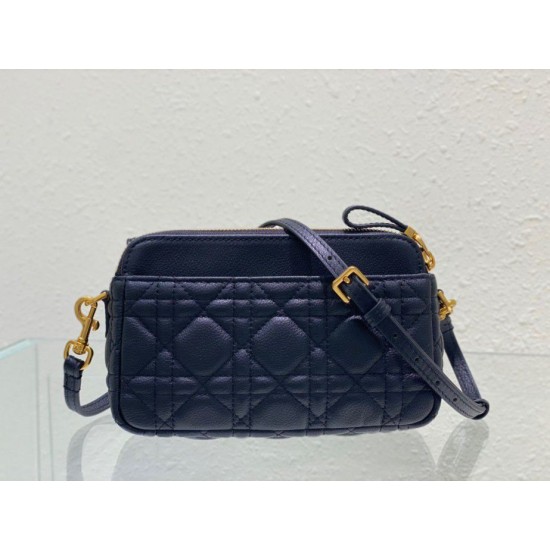 Replica Christian Dior Caro Pouch Cannage pelle di vitello nera