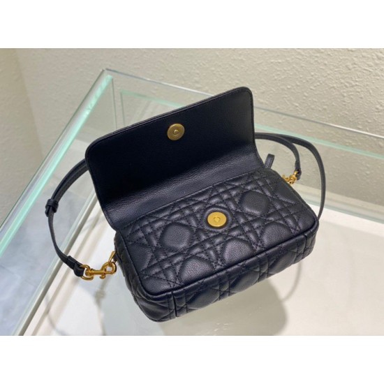 Replica Christian Dior Caro Pouch Cannage pelle di vitello nera