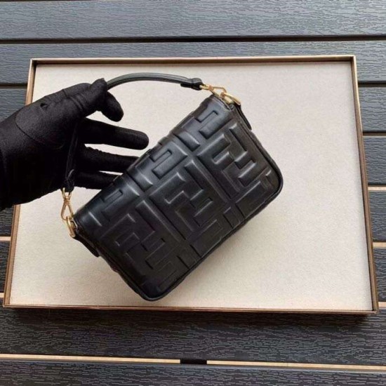Replica Borsa Fendi Mini Baguette FF Motivo Nera