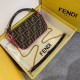 Replica Borsa Fendi Mini Baguette In Tessuto FF Con Finiture Fucsia