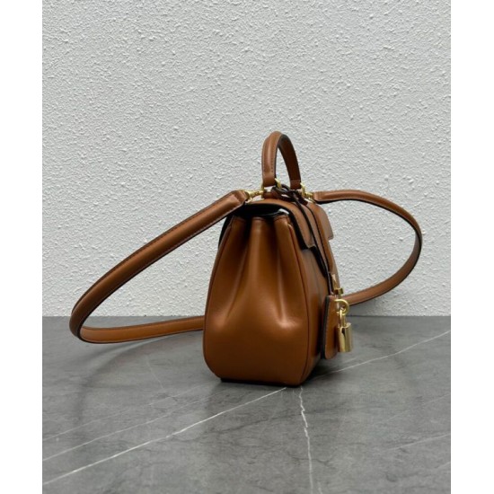 Replica Celine Mini 16 Borsa in pelle di vitello naturale Caffè