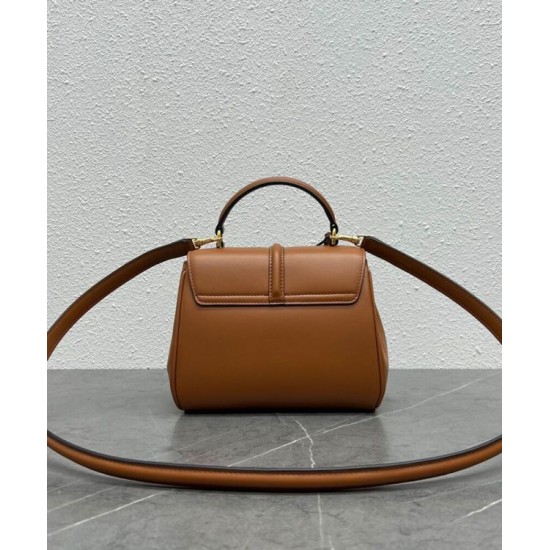 Replica Celine Mini 16 Borsa in pelle di vitello naturale Caffè