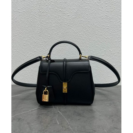 Replica Borsa Celine Mini 16 Pelle di vitello naturale Nera