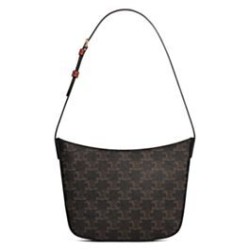 Replica Borsa Celine media Celine Croque Triomphe in tela e pelle di vitello caffè