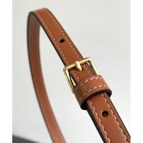 Replica Borsa Celine media Celine Croque Triomphe in tela e pelle di vitello caffè