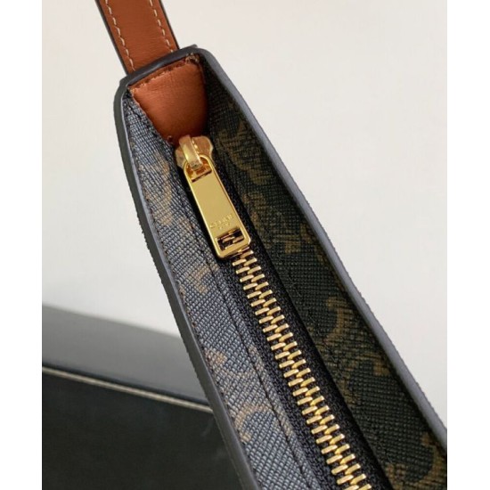 Replica Borsa Celine media Celine Croque Triomphe in tela e pelle di vitello caffè