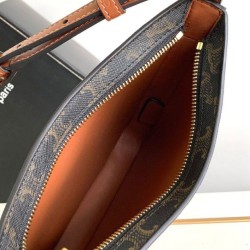 Replica Borsa Celine media Celine Croque Triomphe in tela e pelle di vitello caffè