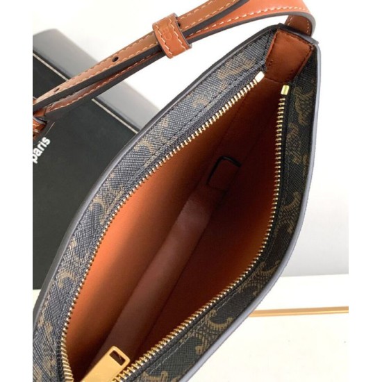 Replica Borsa Celine media Celine Croque Triomphe in tela e pelle di vitello caffè