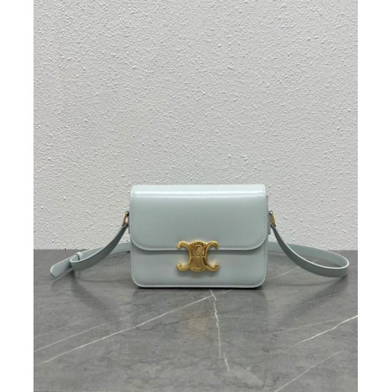 Replica Borsa Celine Teen Triomphe in pelle di vitello lucida blu