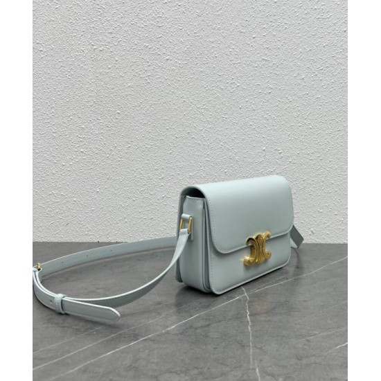 Replica Borsa Celine Teen Triomphe in pelle di vitello lucida blu