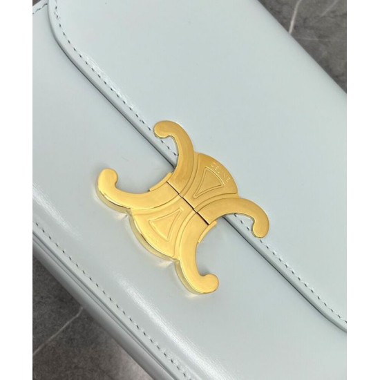 Replica Borsa Celine Teen Triomphe in pelle di vitello lucida blu