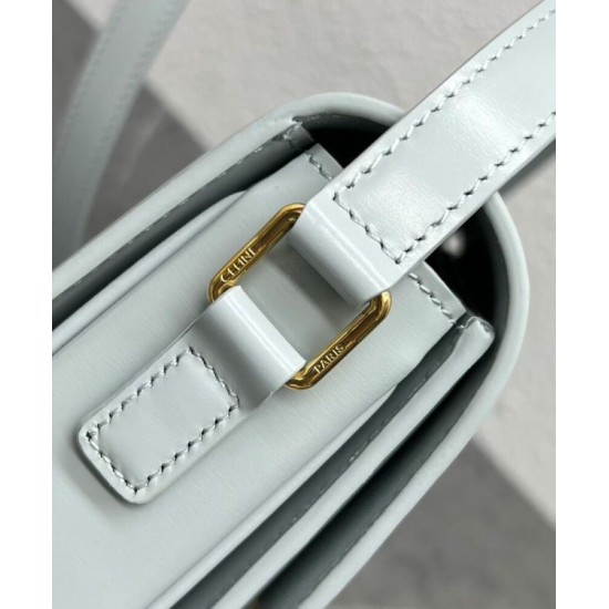 Replica Borsa Celine Teen Triomphe in pelle di vitello lucida blu