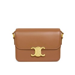 Replica Borsa Celine Teen Triomphe in pelle di vitello lucida caffè