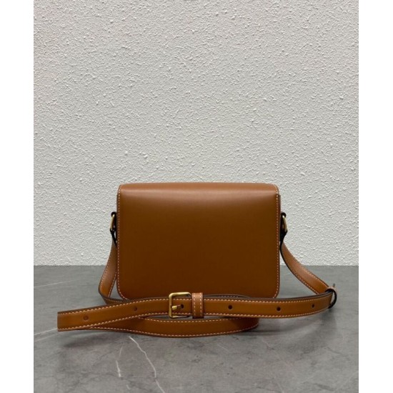 Replica Borsa Celine Teen Triomphe in pelle di vitello lucida caffè
