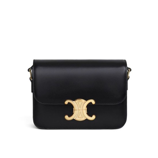 Replica Borsa Celine Teen Triomphe in pelle di vitello lucida nera