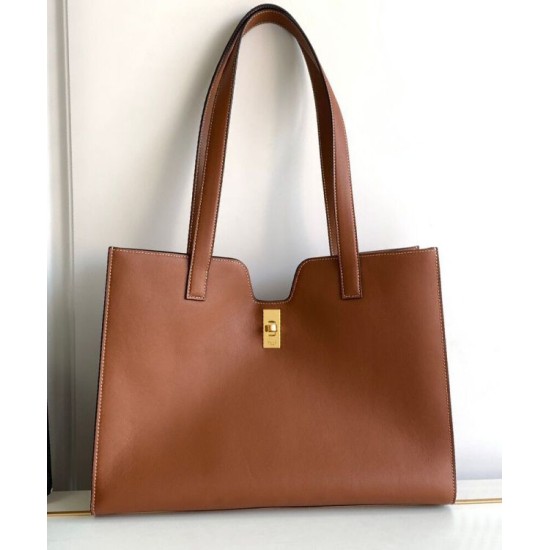 Replica Celine Cabas 16 Borsa in pelle di vitello liscia Caffè
