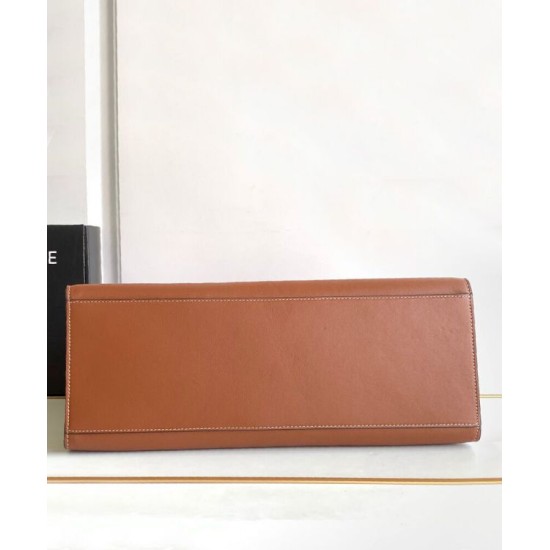Replica Celine Cabas 16 Borsa in pelle di vitello liscia Caffè