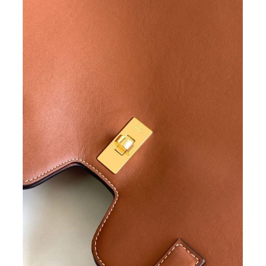 Replica Celine Cabas 16 Borsa in pelle di vitello liscia Caffè