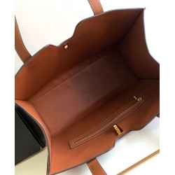 Replica Celine Cabas 16 Borsa in pelle di vitello liscia Caffè