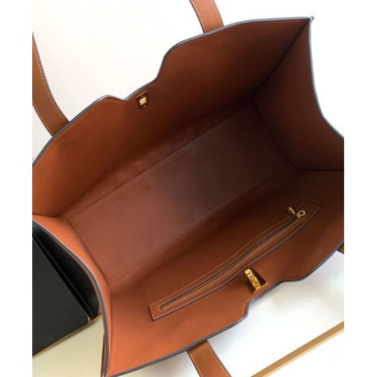 Replica Celine Cabas 16 Borsa in pelle di vitello liscia Caffè