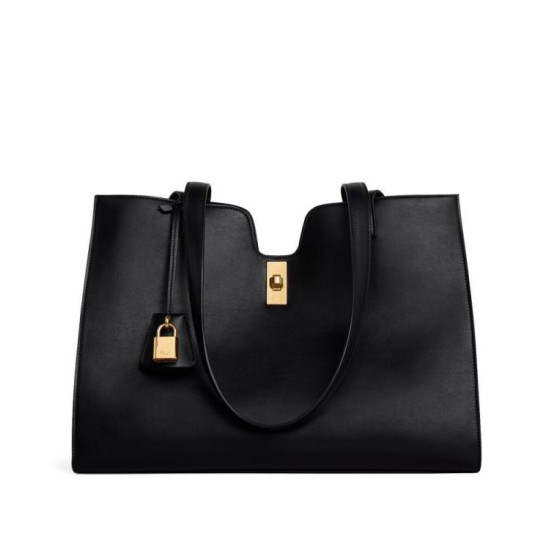 Replica Borsa Celine Cabas 16 Pelle di vitello liscia Nera