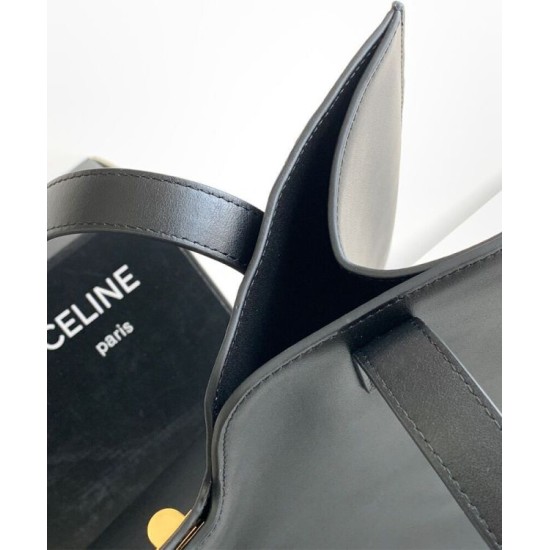 Replica Borsa Celine Cabas 16 Pelle di vitello liscia Nera