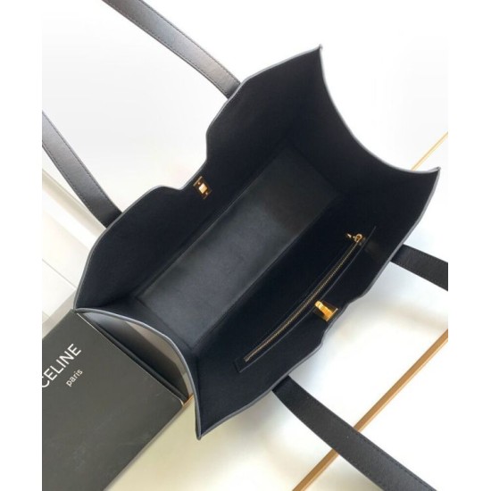 Replica Borsa Celine Cabas 16 Pelle di vitello liscia Nera