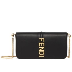 Replica Portafoglio Fendi Fendigraphy Su Catena 8BS076 Nero