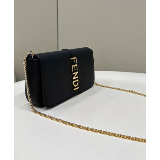 Replica Portafoglio Fendi Fendigraphy Su Catena 8BS076 Nero
