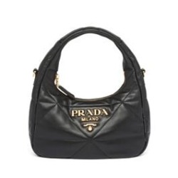Replica Mini borsa Prada in pelle nappa con impunture 1BA384 Nera