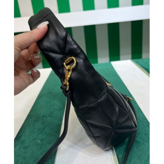 Replica Mini borsa Prada in pelle nappa con impunture 1BA384 Nera