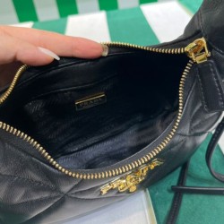 Replica Mini borsa Prada in pelle nappa con impunture 1BA384 Nera