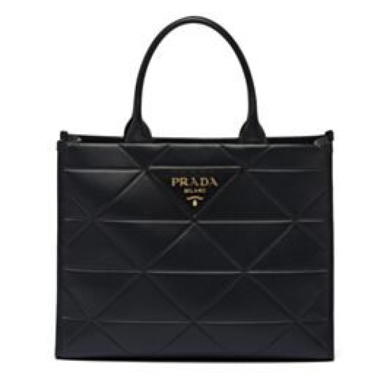 Replica Borsa Prada Prada Symbole grande in pelle con impunture 1BA377 Nera