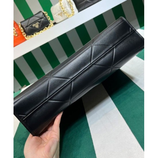 Replica Borsa Prada Prada Symbole grande in pelle con impunture 1BA377 Nera