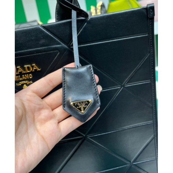Replica Borsa Prada Prada Symbole grande in pelle con impunture 1BA377 Nera