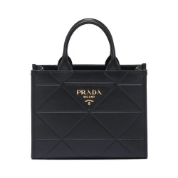 Replica Prada Borsa Prada Symbole piccola in pelle con impunture 1BA379 Nera