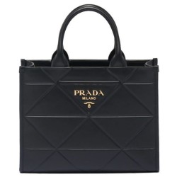 Replica Prada Borsa Prada Symbole piccola in pelle con impunture 1BA379 Nera