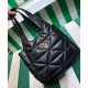 Replica Borsa tote Prada media in pelle nappa con impunture 1BG450 nera