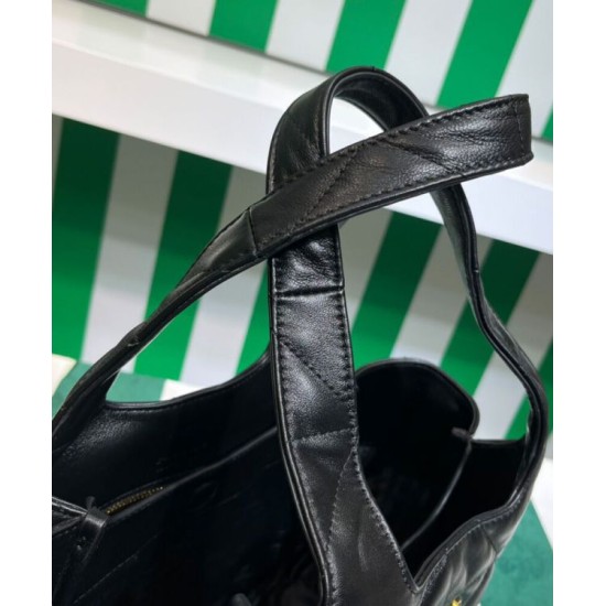 Replica Borsa tote Prada media in pelle nappa con impunture 1BG450 nera