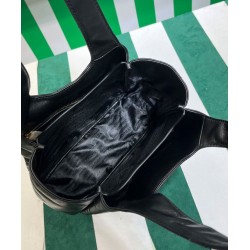 Replica Borsa tote Prada media in pelle nappa con impunture 1BG450 nera