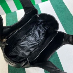 Replica Borsa tote Prada media in pelle nappa con impunture 1BG450 nera